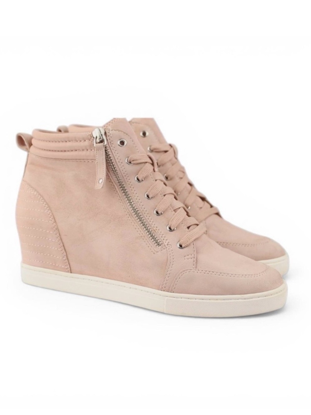 LINEA PAOLO “Niya” Wedge High-Top Sneakers in Blush Pink Suede / size 11